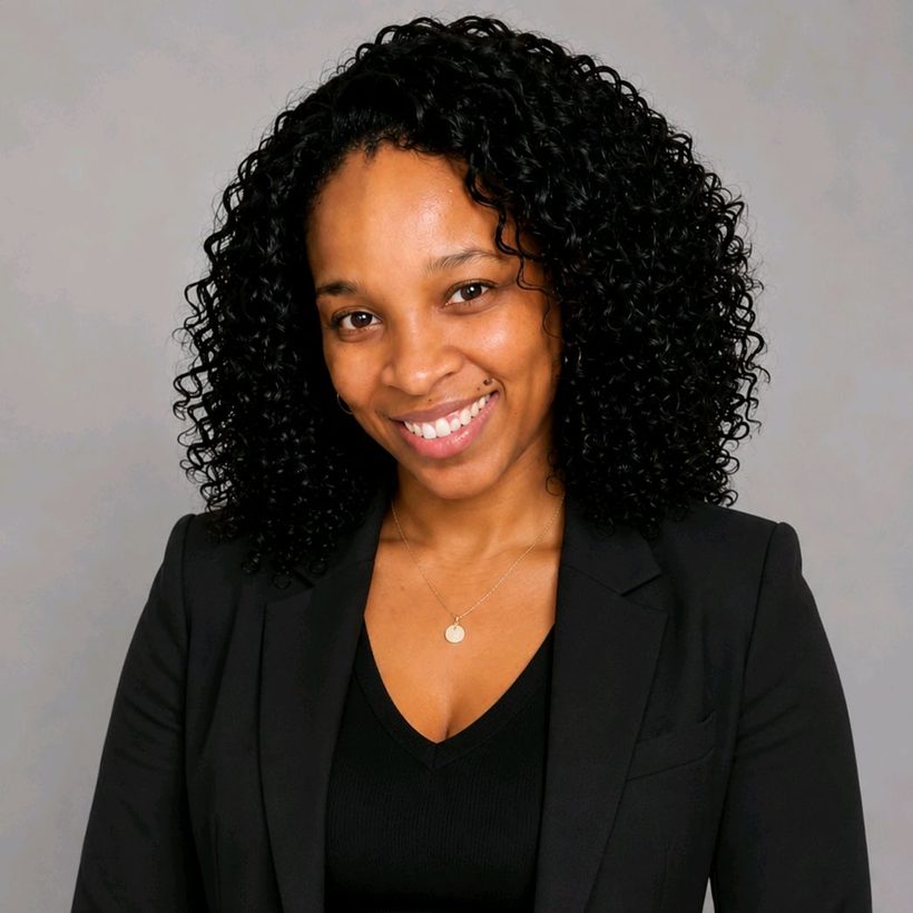 Rochelle Haynes, smiling, in a black blazer